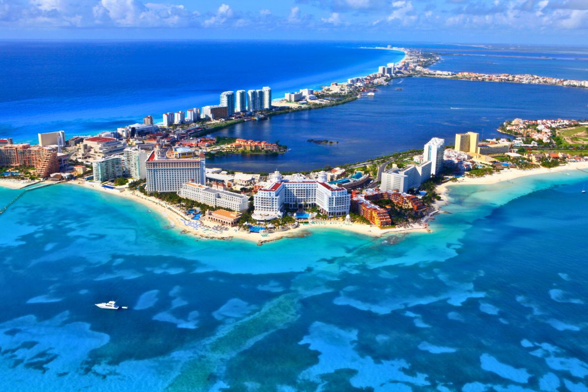 aerial view of Cancun, Mexico