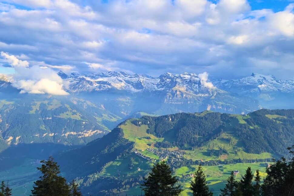 Scenic mountains and clouds in Switzerland