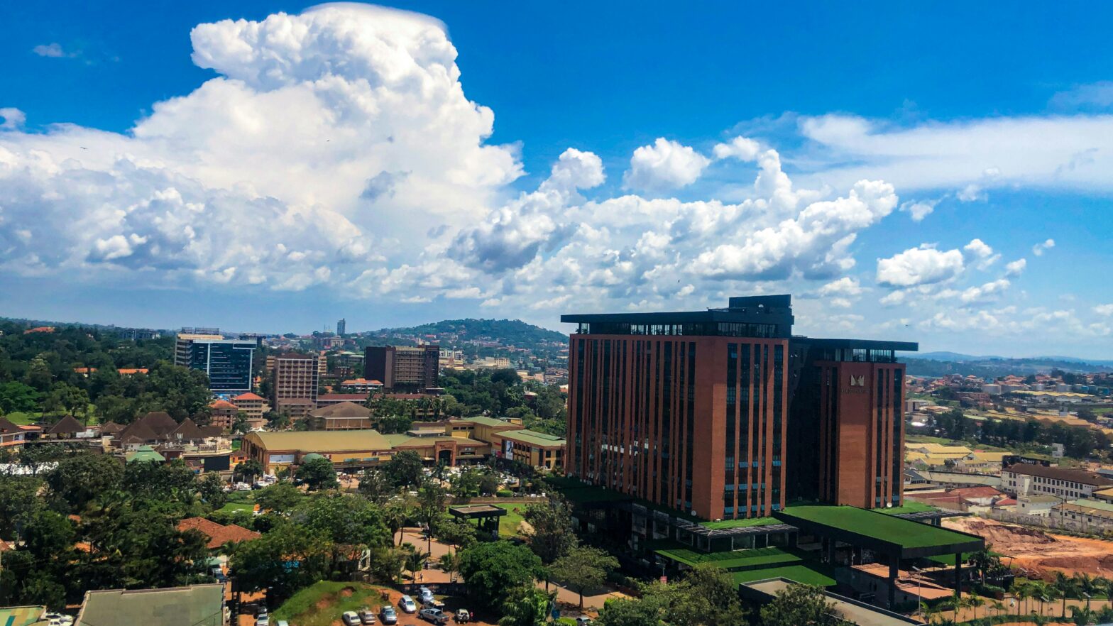 aerial view of the city skyline in Kampala, Uganda