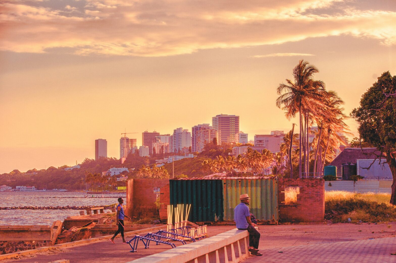 sunset on the coast of Maputo, Mozambique