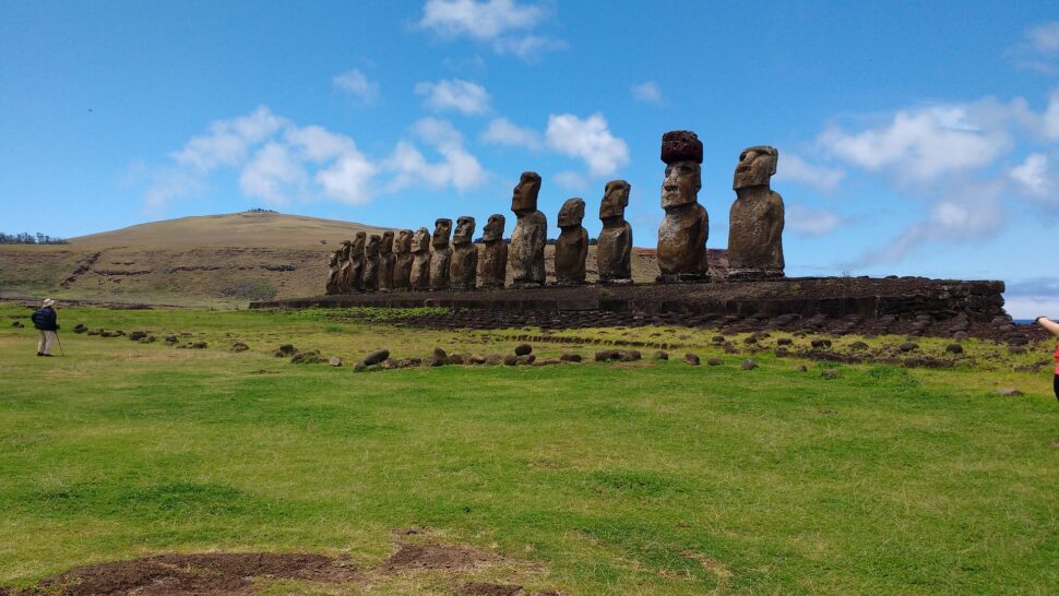 The moai are massive stone statues of human figures that are located on Easter Island, also known as Rapa Nui