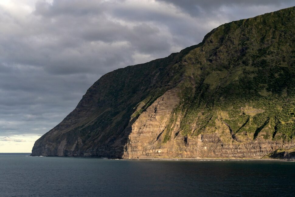 Cliffs along the coast of Tristan da Cunha in the Atlantic Ocean