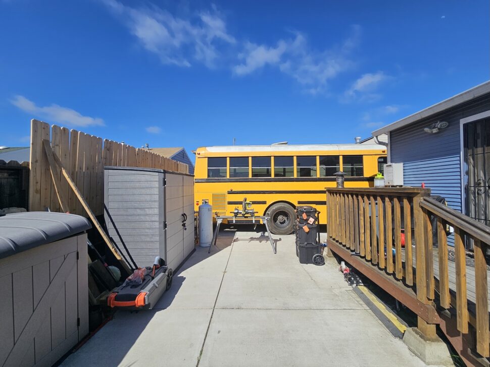 Ansel Troy School bus he transforms into a tiny house.