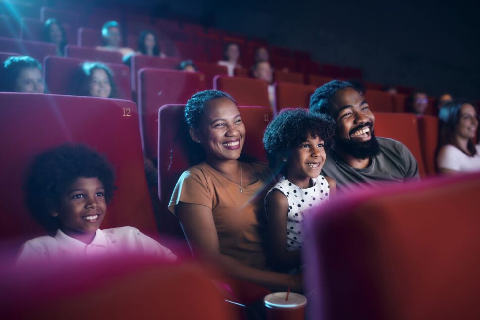 Black family in a theatre