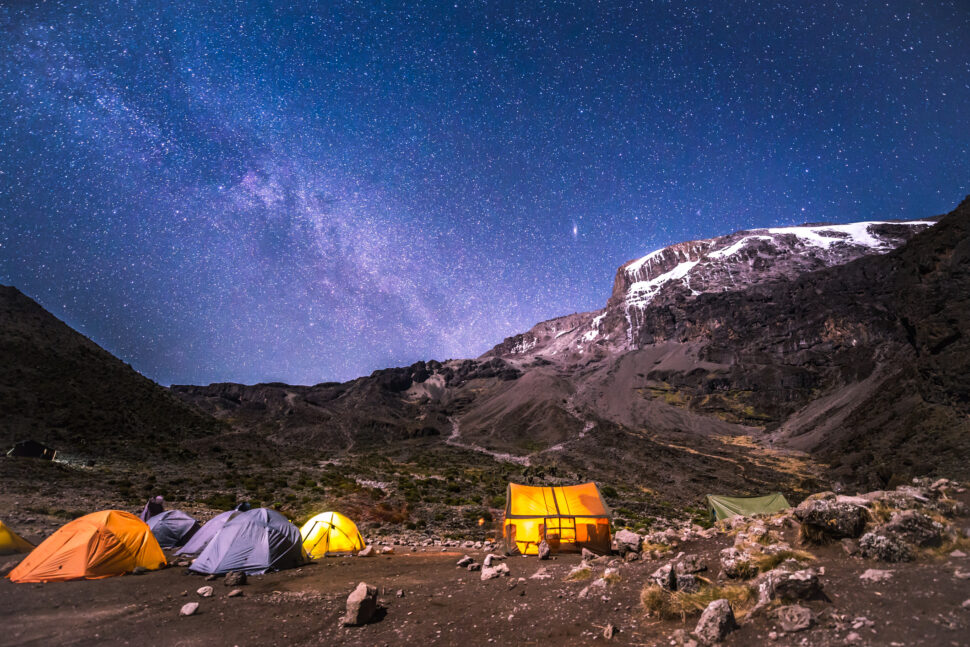 Barranco camp with milky way at night on the way to Mt.Kilimanjaro, Tanzania