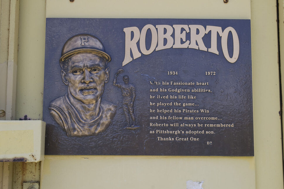 Roberto Clemente Sr. plaque on wall