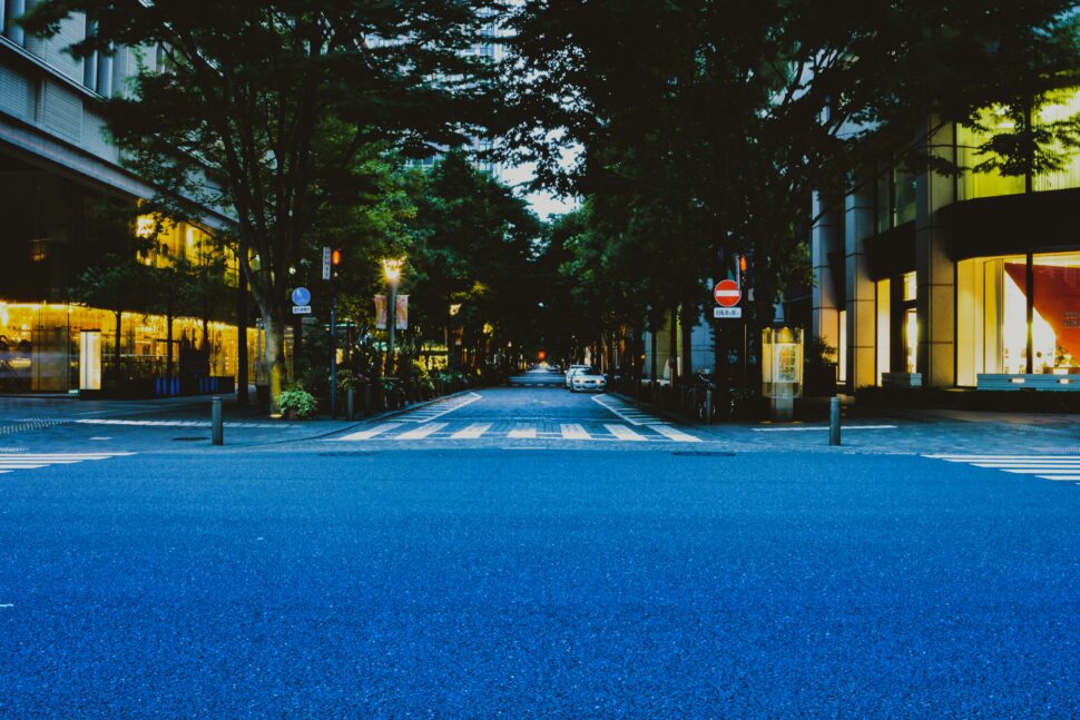 A tranquil Marunouchi intersection in Japan, Tokyo.