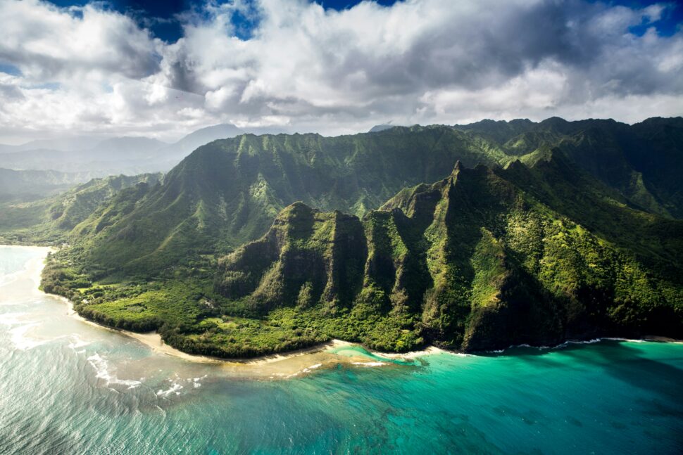 Coast of Hawaii's big island from the sky.