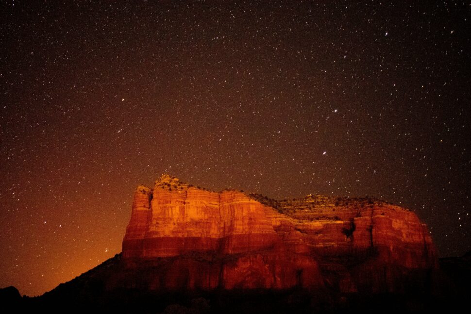 Night sky in bloom in Sedona at night.