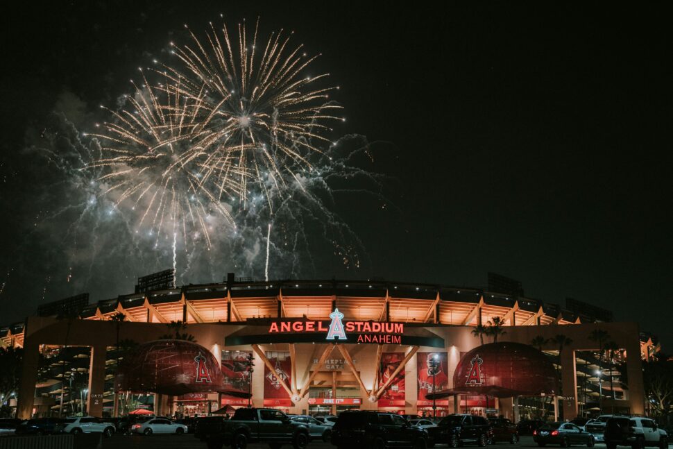 Fireworks over Angel Stadium is a rare spectacle for families to behold.