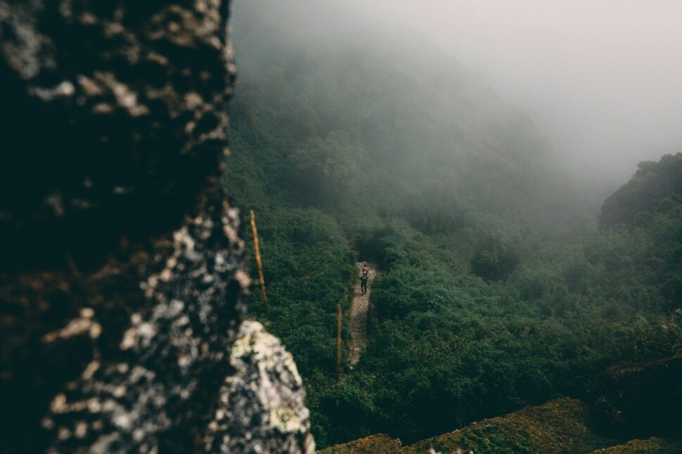 Hiking along the Inca Trail. 