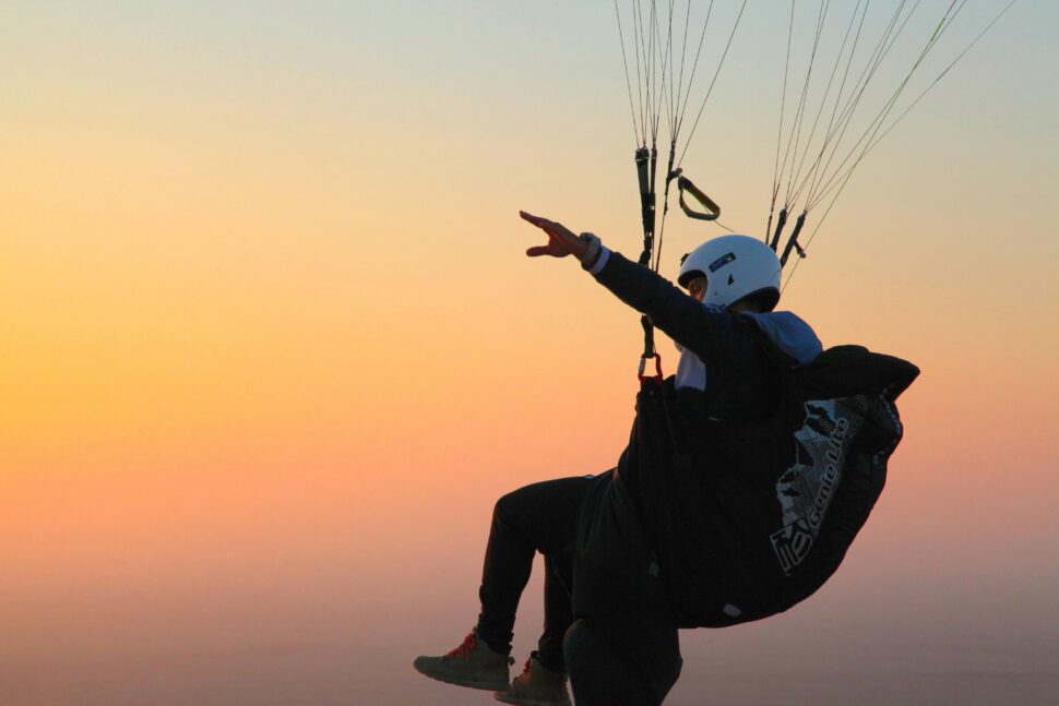 Paraglider during golden hour 