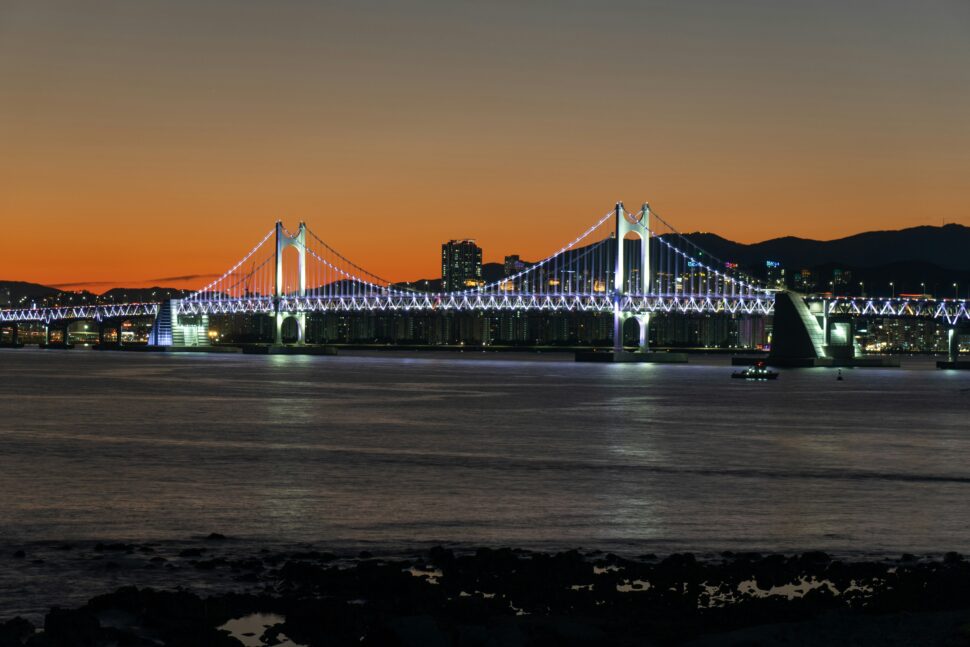 Busan, South Korea bridge from a distance.