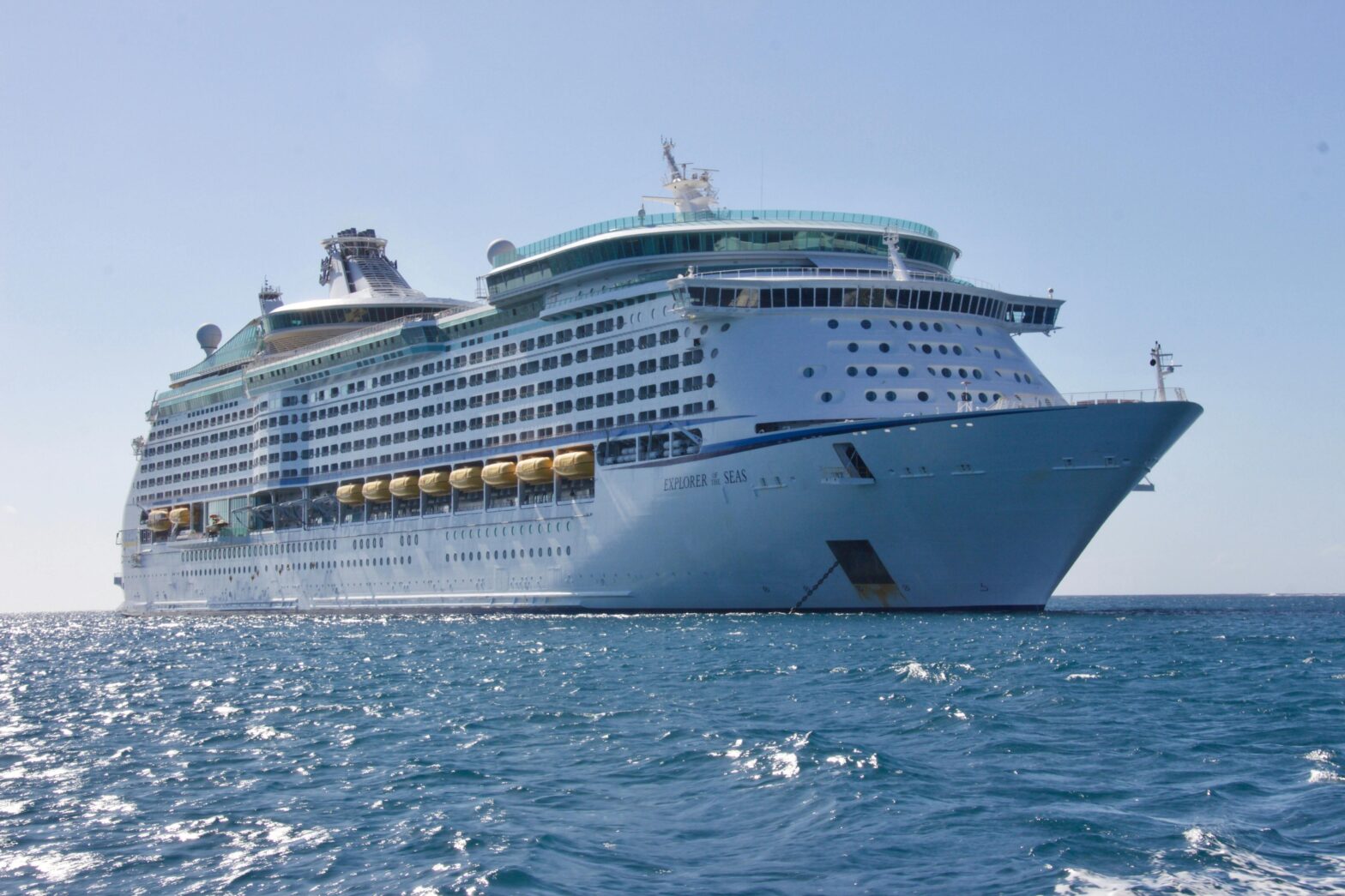 Luxury cruise ship out at sea,