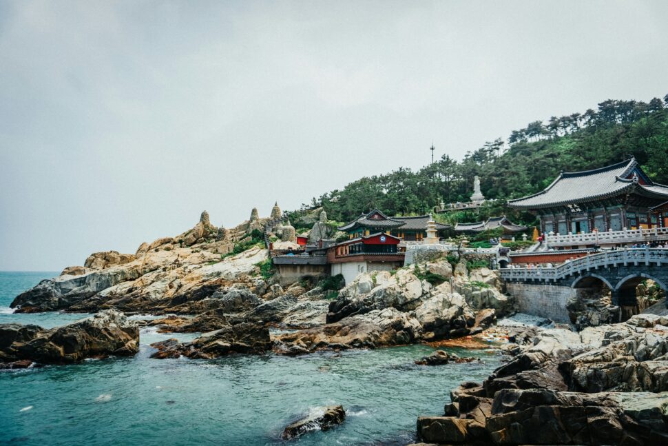 Unique architectures of South Korea's Busan on the coast.