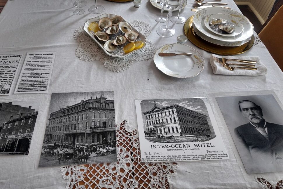 images on a table in Barney Ford Museum