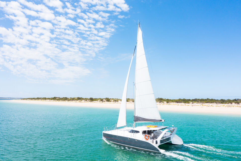 Catamaran sailing at Point Longnose.