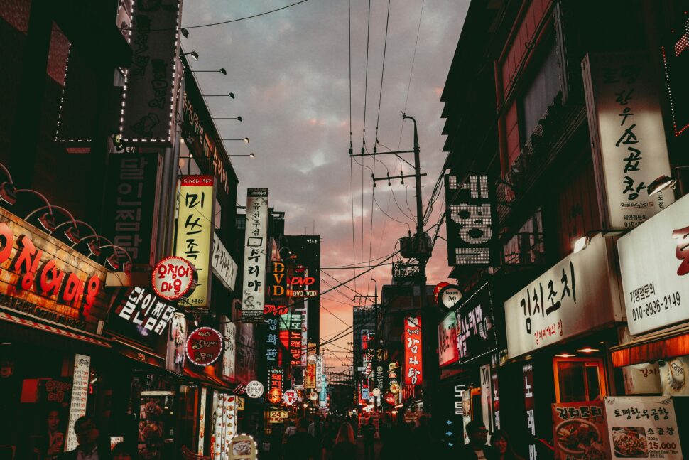 Seoul street during sunset