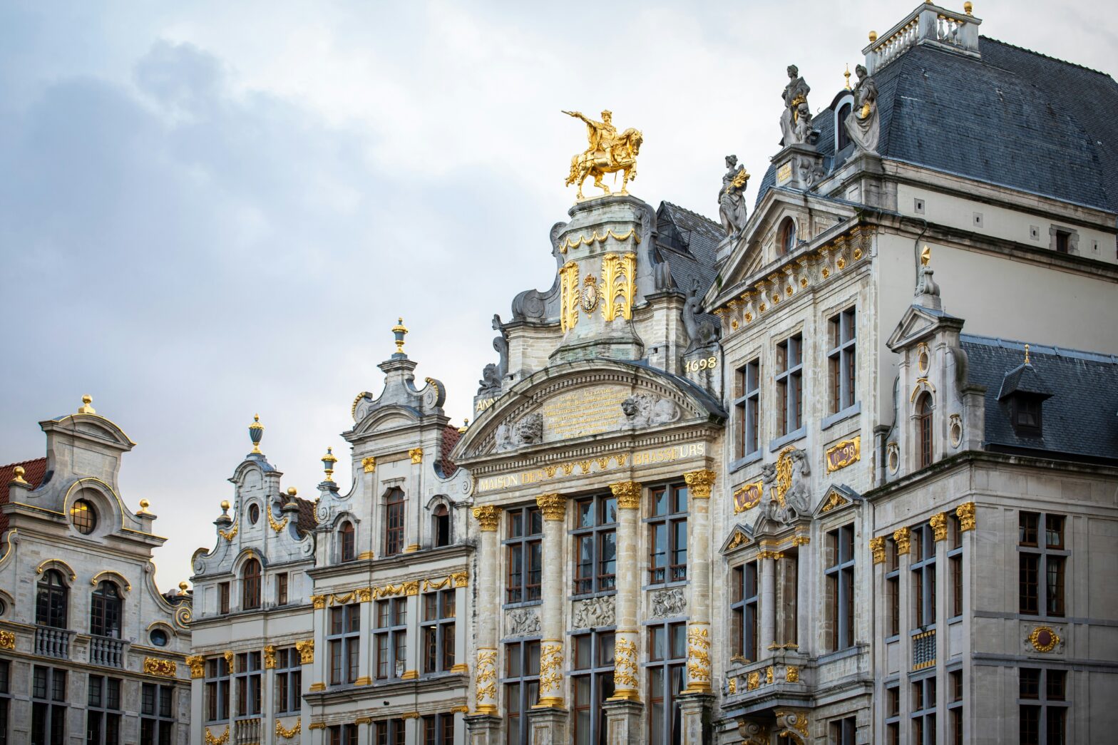 Brussels architecture under a cloudy sky