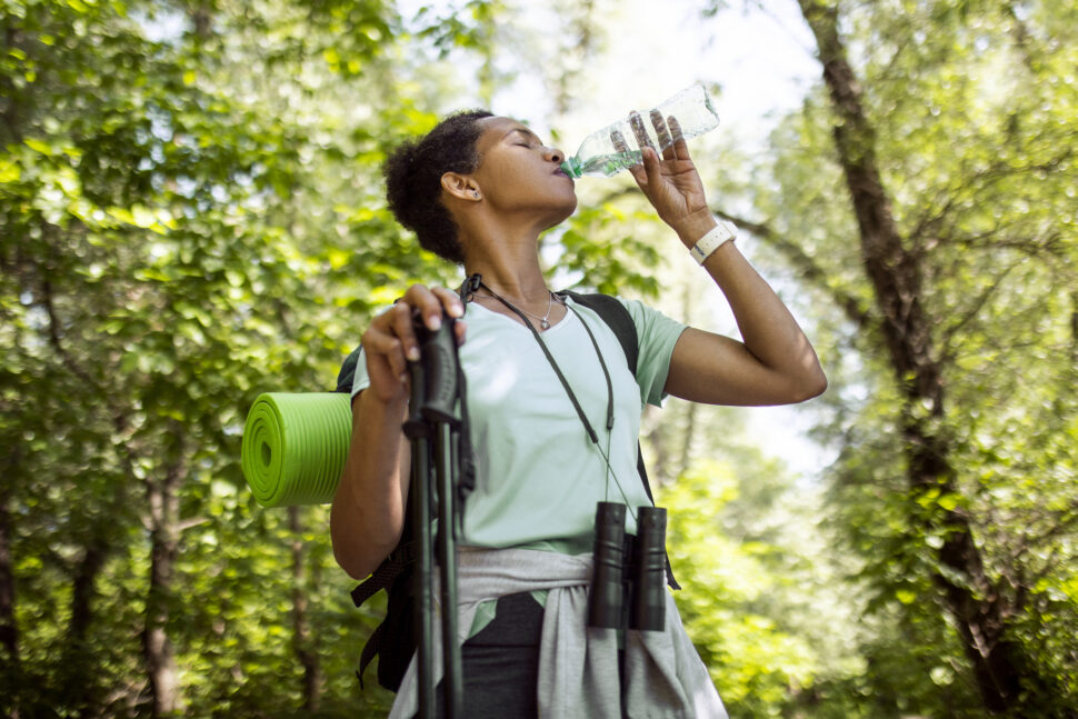 hiker drinking water