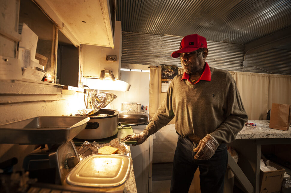 Mr. Jones inside Bar-B-Q Diner