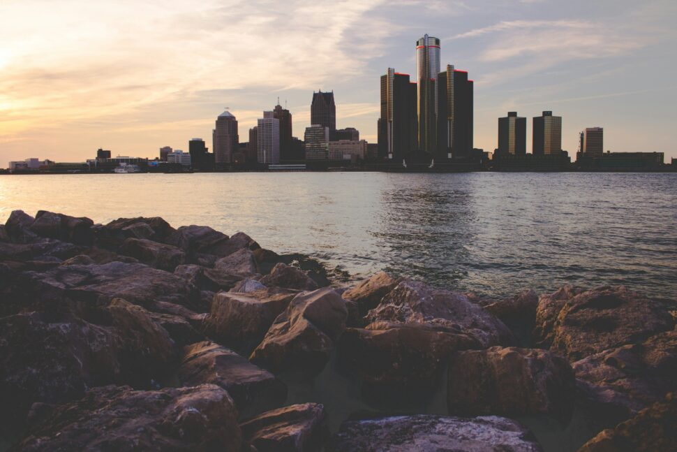 A view of the Detroit skyline from Windsor, Ontario.