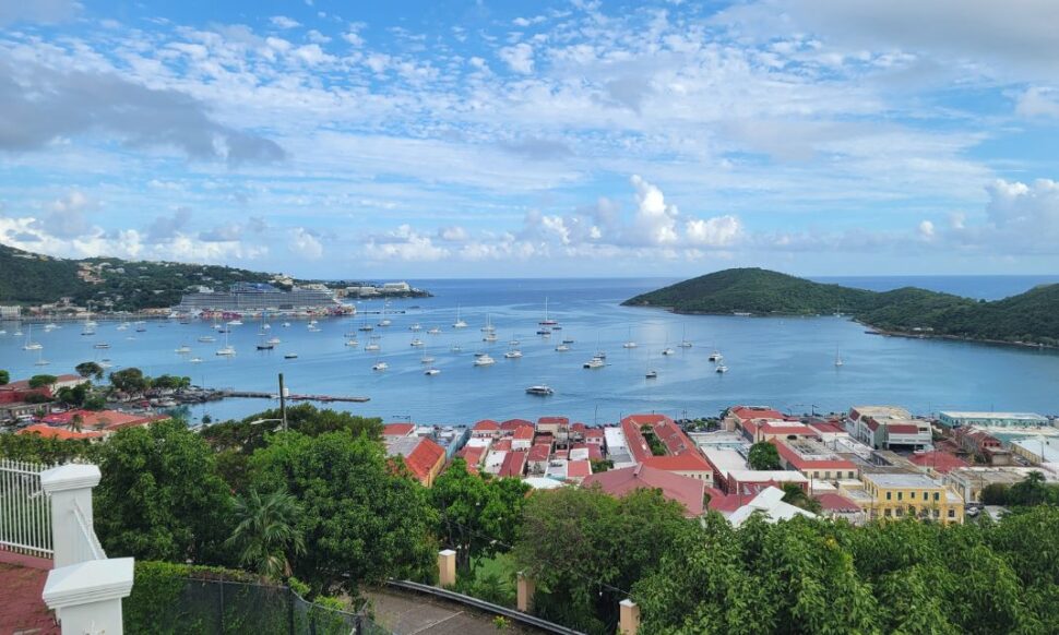 Aerial view of Charlotte Amalie harbor in St. Thomas