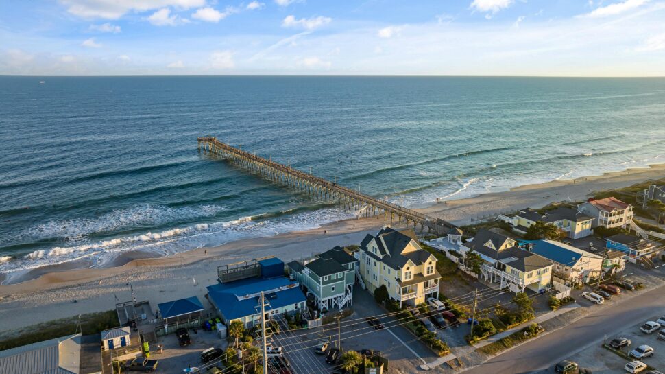 Birds Eye View of a Beach and Pier