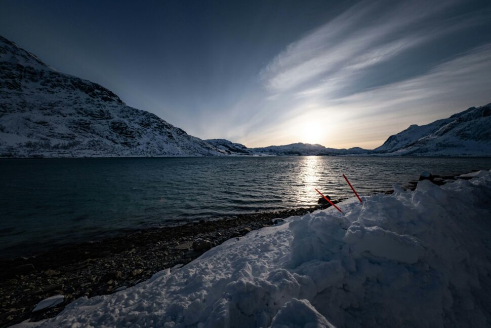 Breathtaking Arctic Winter Sunset Over Icy Waters