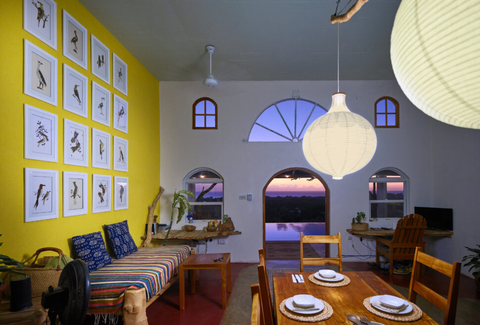 interior of Amelia's Treasure Beach vacation home at sunset