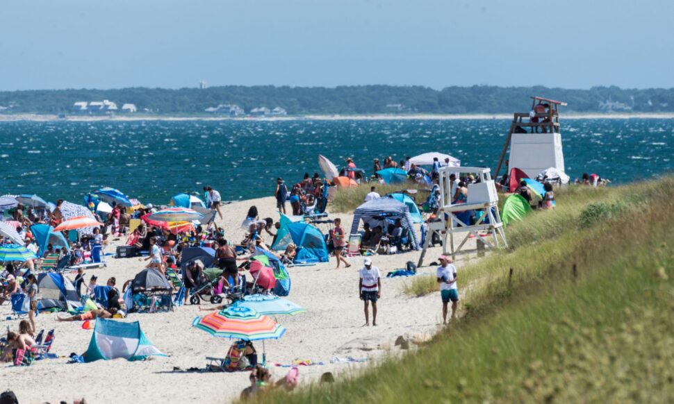 crowds of people at Oak Bluffs Beach