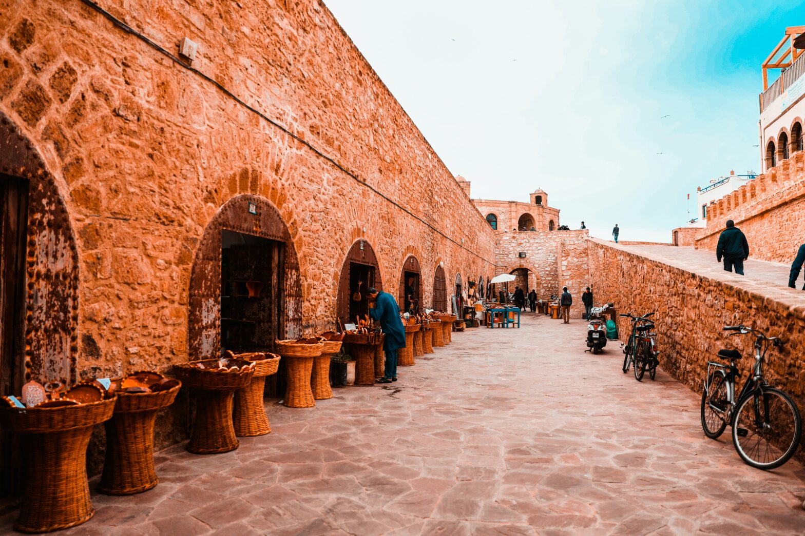 Clay walls around the town center medina in Essaouira, Morocco.